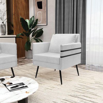 Kit 02 Poltronas Corano Branco Pés Palito De Ferro Preto