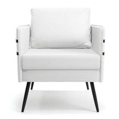 Kit 02 Poltronas Corino Pés Palito De Ferro Preto Branco