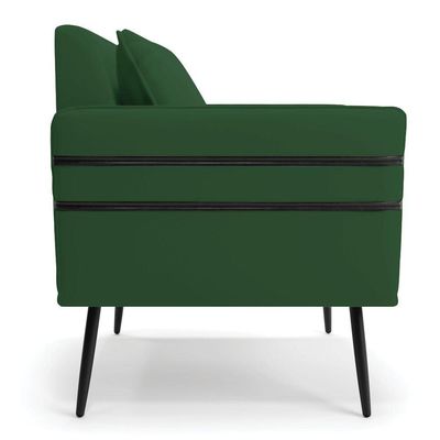 Kit 02 Poltronas Veludo Pés Palito De Ferro Preto Verde