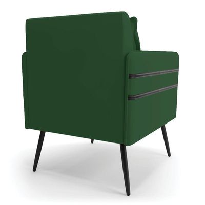 Kit 02 Poltronas Veludo Pés Palito De Ferro Preto Verde