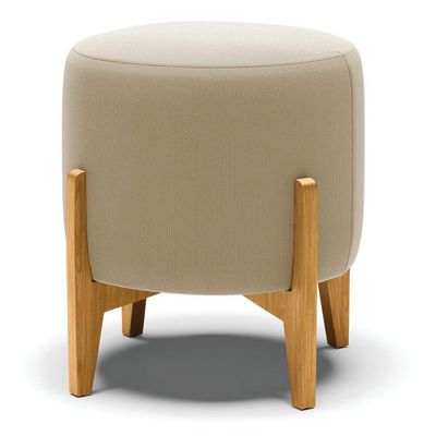 Puff Suede Marrom Rato Base Madeira Castanho