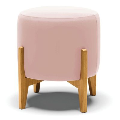 Kit 01 Poltrona E 01 Puff Base Madeira Castanho Cor Rose