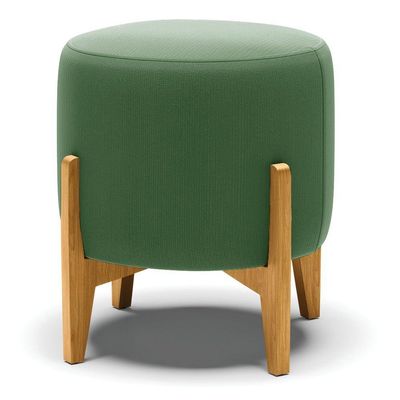 Kit 01 Poltrona E 01 Puff Base Madeira Castanho Cor Verde