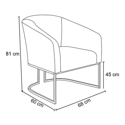 Kit 02 Poltronas Corino Base Industrial Dourada Cor Branco