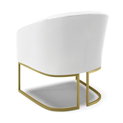 Kit 02 Poltronas Corino Base Industrial Dourada Cor Branco