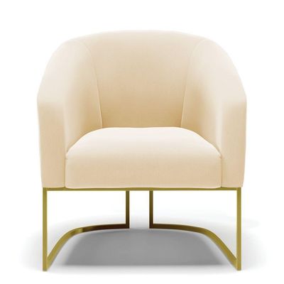 Kit 02 Poltronas Suede Bege Base Industrial Dourada