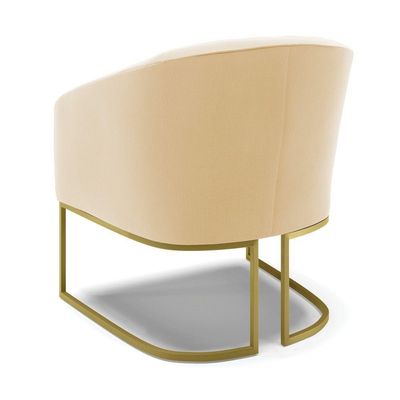 Kit 02 Poltronas Suede Bege Base Industrial Dourada