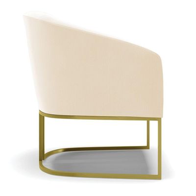Kit 02 Poltronas Suede Bege Base Industrial Dourada