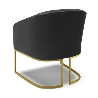 Poltrona Corino Base Industrial Dourada Cor Preto