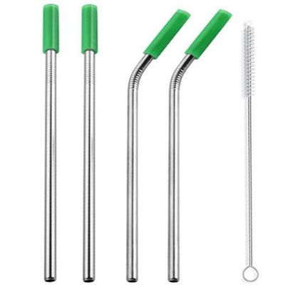 Canudos Aço Inox Milk Shake Silicone 7mm Kit 4 Reutilizaveis