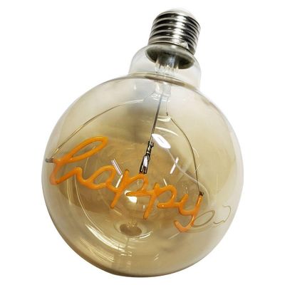 Lampada Led Happy Vintage Mensagem 4w Branco Quente Casa