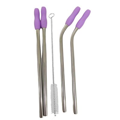 Canudo Inox Kit 4 Peças Reto Curvo Escova De Limpeza