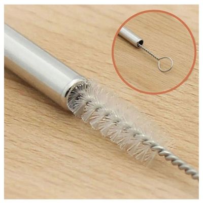 Canudo Aço Inox Kit 4 Peças Reto Curvo Escova De Limpeza