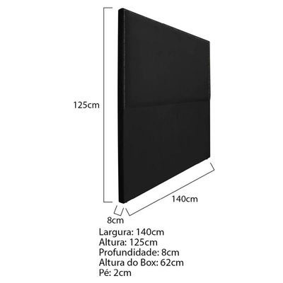 Cabeceira Casal Bali P02 140 cm Para Cama Box Preto