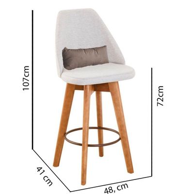 Kit 04 Banquetas Linho Bege E Almofada Suede Bege