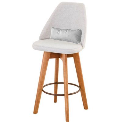 Kit 05 Banquetas Linho Bege E Almofada Suede Branco