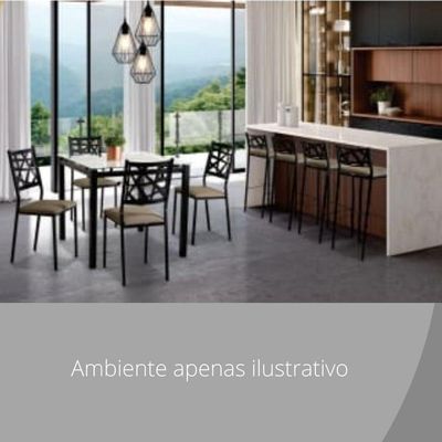 Kit 6 Cadeiras E 3 Banquetas Luiza Gourmet-assento Preto