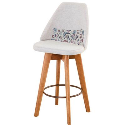 Kit 03 Banquetas Bege Claro E Almofada Flores