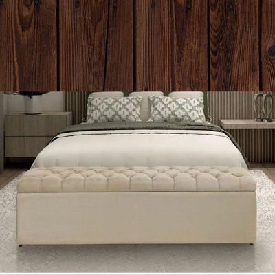 Báu Calçadeira Sapateira Dubai- Tamanho Viuva 1,28 Mt-suede Bege
