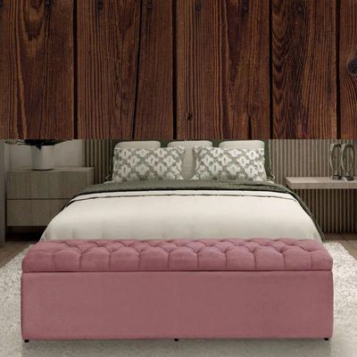 Báu Calçadeira Sapateira Dubai- Tamanho Viuva 1,28 Mt-veludo Rosa