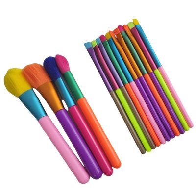 Pincel Maquiagem Kit 15 Peças Neon Colorido Makeup