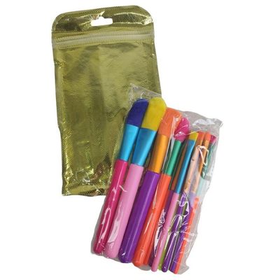 Pincel Maquiagem Kit 15 Peças Neon Colorido Makeup