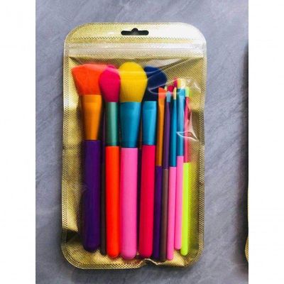 Pincel Maquiagem Kit 15 Peças Neon Colorido Makeup