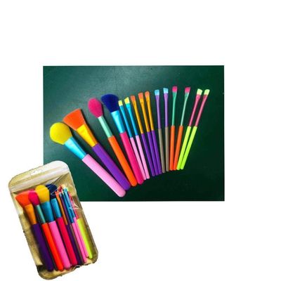 Pincel Maquiagem Kit 15 Peças Neon Colorido Makeup