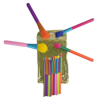 Pincel Maquiagem Kit 15 Peças Neon Colorido Makeup
