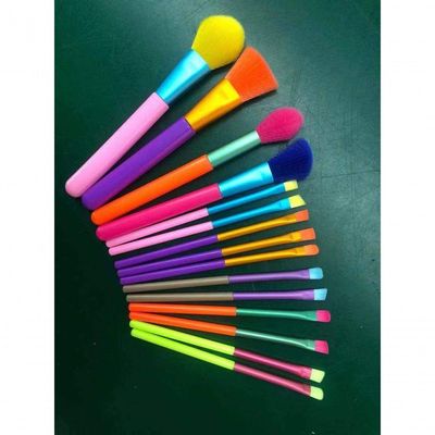 Pincel Maquiagem Kit 15 Peças Neon Colorido Makeup