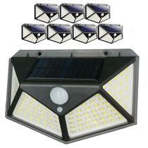 Luminária Solar Branco Quente 100 Led Sensor Presença 8 Unid
