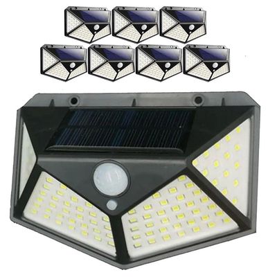 Luminária Solar Branco Quente 100 Led Sensor Presença 8 Unid