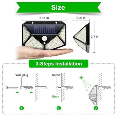 Luminária Solar Branco Quente 100 Led Sensor Presença 8 Unid