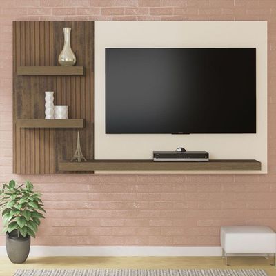 Painel Chess Pinho Ripado/off White Para Tv Até 50"