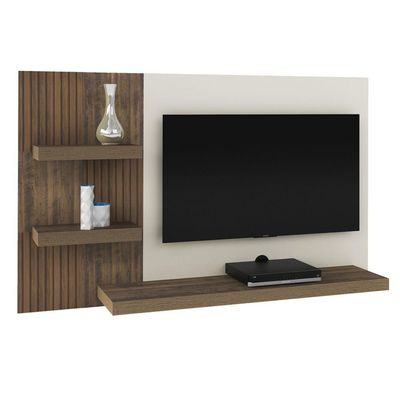 Painel Chess Pinho Ripado/off White Para Tv Até 50"