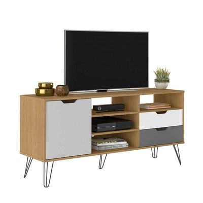 Rack Estocolmo Para Tvs De Até 60" Com Pés De Madeira