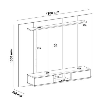 Painel Nevada Pinho Ripado C/ Preto Para Tvs De Até 75" 2 Portas