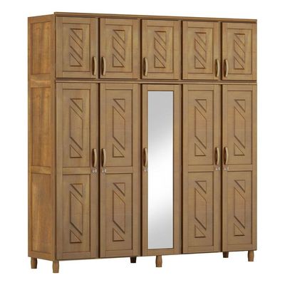 Guarda-roupa 10 Portas Cama Cômoda 4 Gavetas Madeira Imbuia