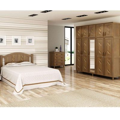 Guarda-roupa 10 Portas Cama Cômoda 4 Gavetas Madeira Imbuia