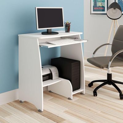 Escrivaninha Para Computador Pixel Branco Com 3 Prateleiras