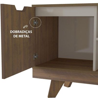 Rack Pinho/off White Para Tv Até 60" 04 Portas 02 Gavetas
