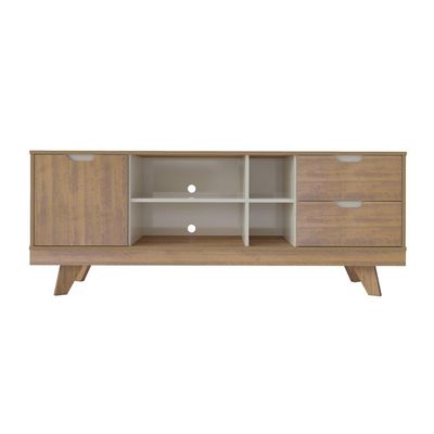 Rack Pinho/off White Para Tv Até 60" 04 Portas 02 Gavetas