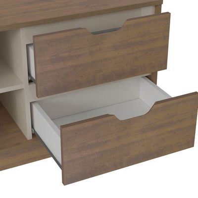 Rack Pinho/off White Para Tv Até 60" 04 Portas 02 Gavetas