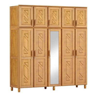Guarda-roupa 10 Portas Cama Cômoda Sapateira Madeira Mel