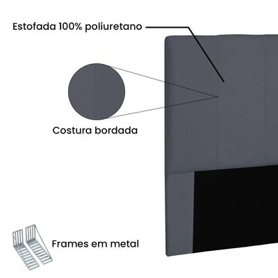 Cabeceira Solteiro 0,90m Ravenna Suede Cinza