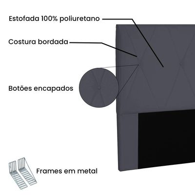 Cabeceira Solteiro 0,90m Aquilla Suede Cinza