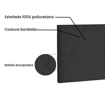 Cabeceira Painel Queen 1,60m Aquilla Suede Preto