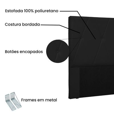 Cabeceira Queen 1,60m Aquilla Corano Preto
