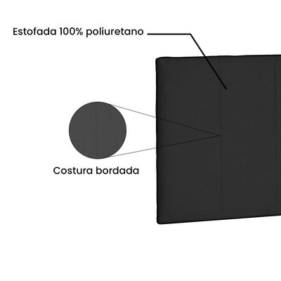 Cabeceira Painel Solteiro 0,90m Ravenna Suede Preto