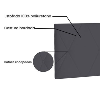 Cabeceira Painel Solteiro 0,90m Aquilla Suede Cinza